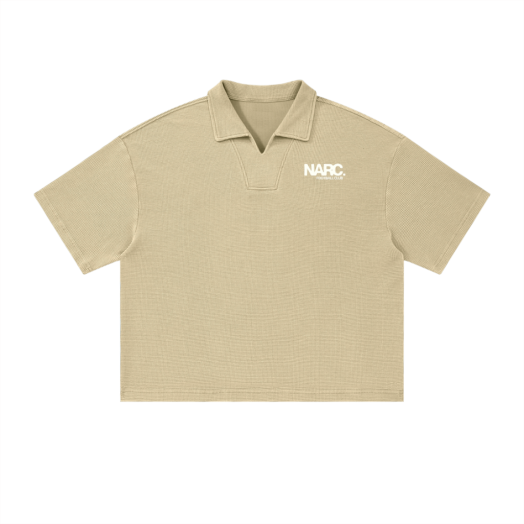 Unisex Vintage Wash Waffle Boxy Polo Shirt