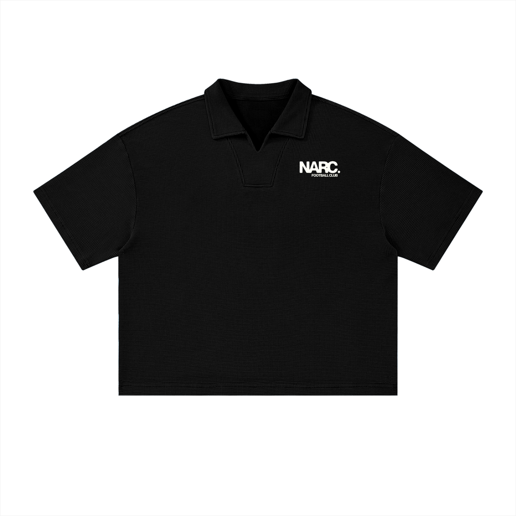 Unisex Vintage Wash Waffle Boxy Polo Shirt
