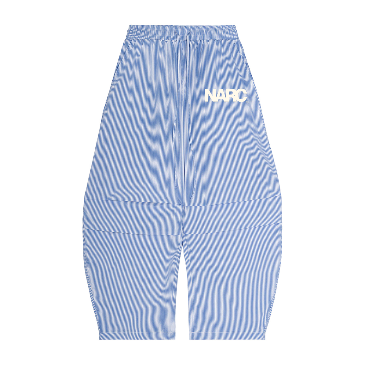 Vertical Stripe Drawstring Barrel Pants