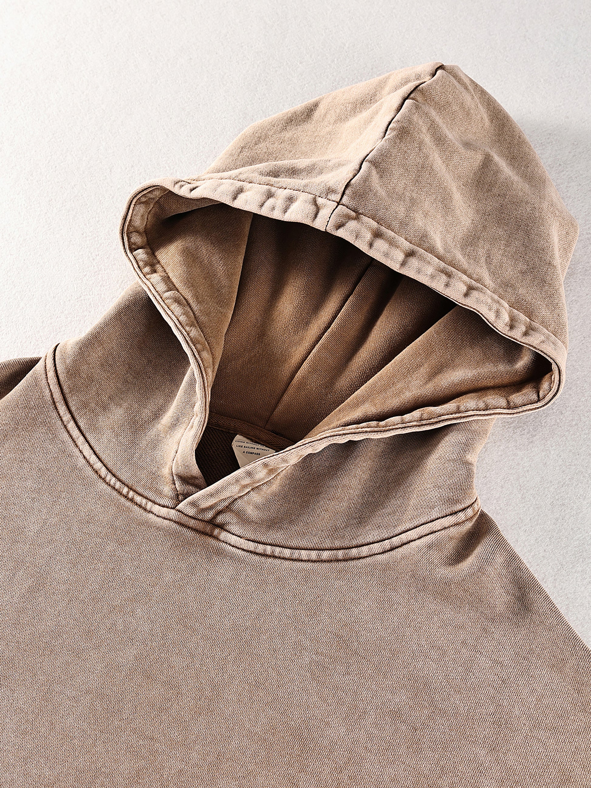 Snow Washed Loose Cotton Hoodie