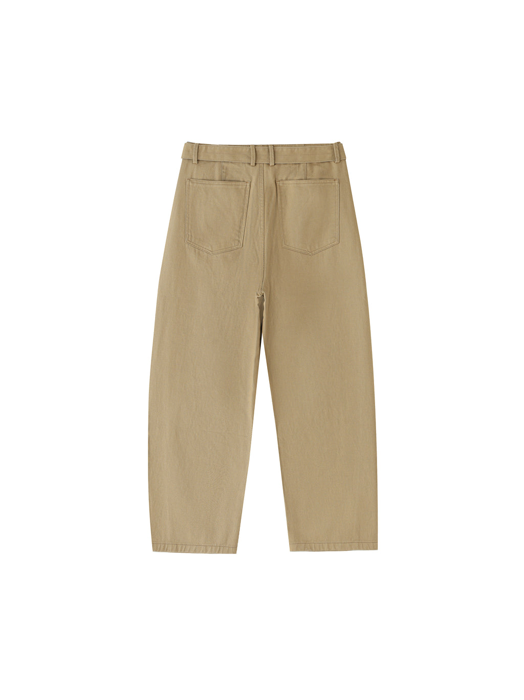 Twisted-Seam Belted Curved-Blade Pants